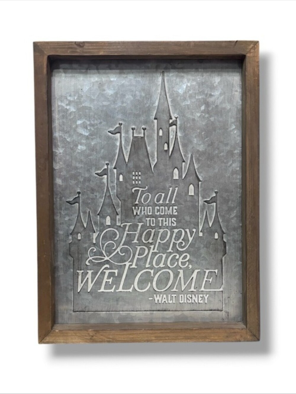 HALLMARK x Disney Castle Happy Place Wood and Metal Quote Sign, 8.75x12